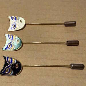 Elegant Mask Stick Pins Set Vintage